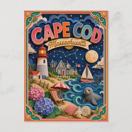 PopCut Staten Cape Cod Massachusetts Papieren Kuns Briefkaart (Voorkant)