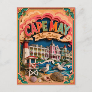 PopCut Staten Cape May New Jersey Papieren Kunst Briefkaart