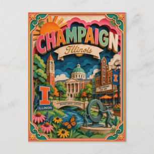 PopCut Staten Champaign Illinois Papier Kunst Briefkaart