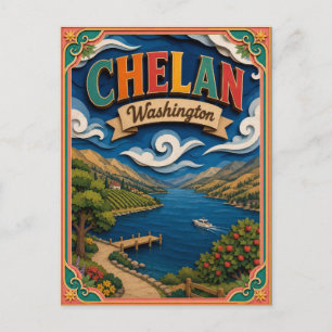 PopCut Staten Chelan Washington Papier Kunst Briefkaart