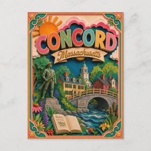 PopCut Staten Concord Massachusetts Papieren Kunst Briefkaart