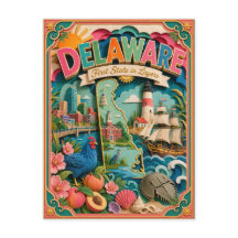 PopCut Staten Delaware Kleurrijke 3D-papierkunst