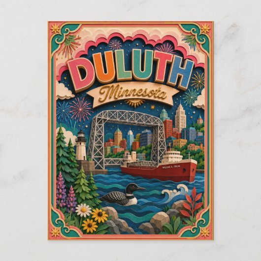PopCut Staten Duluth Minnesota Papieren Kunst Briefkaart (Voorkant)