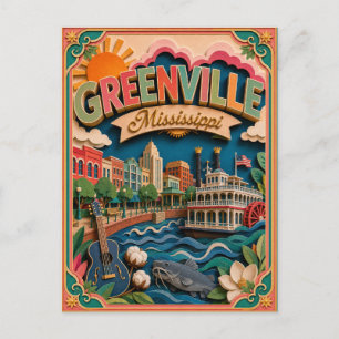 PopCut Staten Greenville Mississippi Papieren Kuns Briefkaart