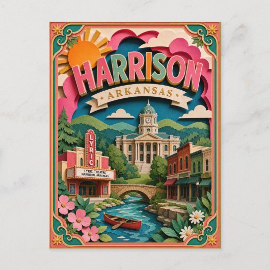 PopCut Staten Harrison Arkansas Papier Kunst Briefkaart (Voorkant)