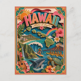 PopCut Staten Hawaï Kleurrijke 3D Papierkunst Briefkaart