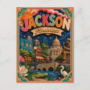 PopCut Staten Jackson Mississippi Papieren Kunst Briefkaart
