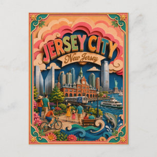 PopCut Staten Jersey City New Jersey Papieren Kuns Briefkaart