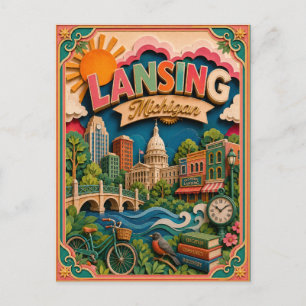 PopCut Staten Lansing Michigan Papieren Kunst Briefkaart