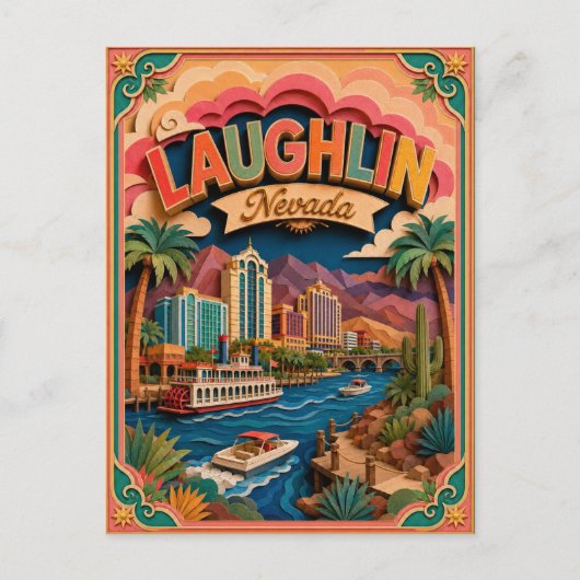 PopCut Staten Laughlin Nevada Papier Kunst Briefkaart (Voorkant)