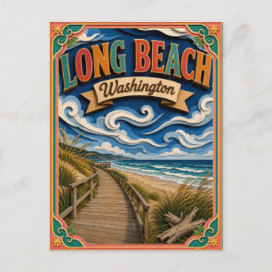 PopCut Staten Long Beach Washington Papier Kunst Briefkaart