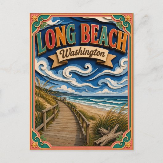 PopCut Staten Long Beach Washington Papier Kunst Briefkaart (Voorkant)