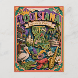 PopCut Staten Louisiana Kleurrijke 3D Papierkunst Briefkaart