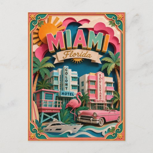 PopCut Staten Miami Florida Papier Kunst Briefkaart (Voorkant)