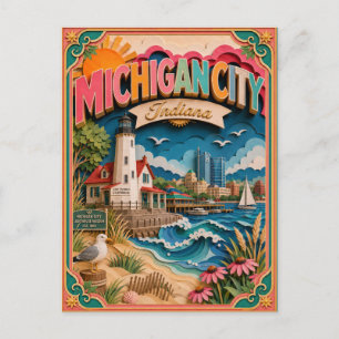 PopCut Staten Michigan City Indiana Papieren Kunst Briefkaart