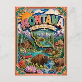 PopCut Staten Montana Kleurrijke 3D Papierkunst Briefkaart