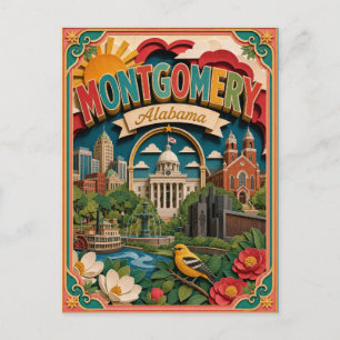 PopCut Staten Montgomery Alabama Papier Kunst Briefkaart