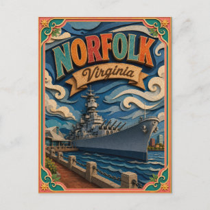 PopCut Staten Norfolk Virginia Papier Kunst Briefkaart