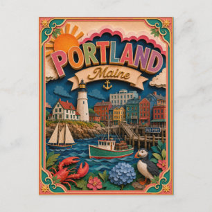 PopCut Staten Portland Maine Papier Kunst Briefkaart
