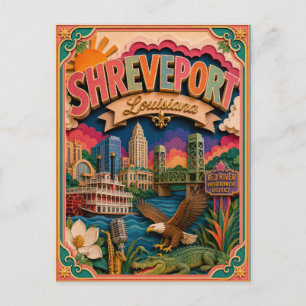 PopCut Staten Shreveport Louisiana Papieren Kunst Briefkaart