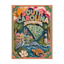 PopCut Staten South Carolina Kleurrijke 3D Papierk