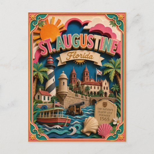 PopCut Staten St. Augustine Florida Papierkunst Briefkaart (Voorkant)