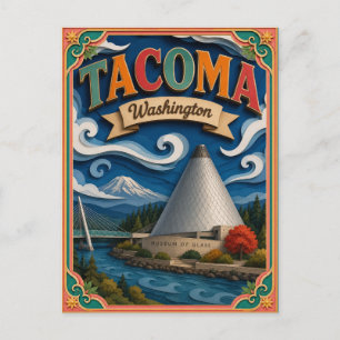 PopCut Staten Tacoma Washington Papier Kunst Briefkaart