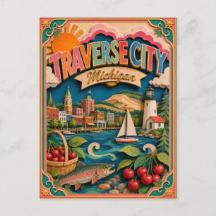 PopCut Staten Traverse City Michigan Papieren Kuns Briefkaart