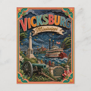 PopCut Staten Vicksburg Mississippi Papieren Kunst Briefkaart