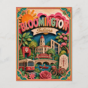 PopCut States Bloomington Indiana Papieren Kunst Briefkaart