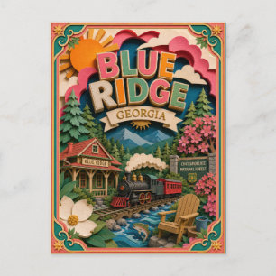 PopCut States Blue Ridge Georgia Papieren Kunst Briefkaart