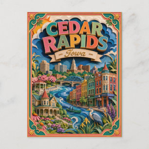PopCut States Cedar Rapids Iowa Papieren Kunst Briefkaart