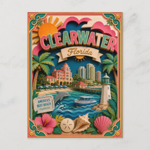 PopCut States Clearwater Florida Papieren Kunst Briefkaart