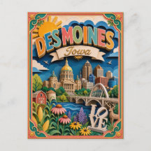 PopCut States Des Moines Iowa Papieren Kunst
