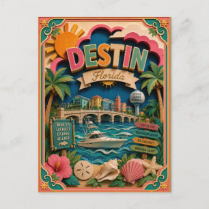 PopCut States Destin Florida Papieren Kunst Briefkaart