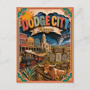 PopCut States Dodge City Kansas Papieren Kunst Briefkaart