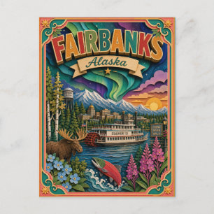 PopCut States Fairbanks Alaska Papier Kunst Briefkaart