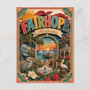 PopCut States Fairhope Alabama Papier Kunst Briefkaart