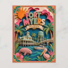 PopCut States Fort Myers Florida Papieren Kunst