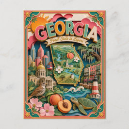 PopCut States Georgia Kleurrijke 3D-papierkunst Briefkaart
