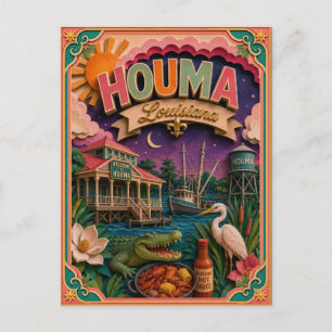 PopCut States Houma Louisiana Papieren Kunst Briefkaart