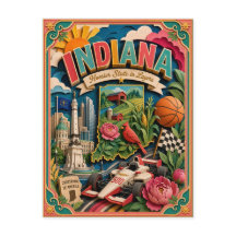 PopCut States Indiana Kleurrijke 3D-papierkunst