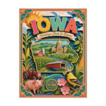 PopCut States Iowa Kleurrijke 3D-papierkunst
