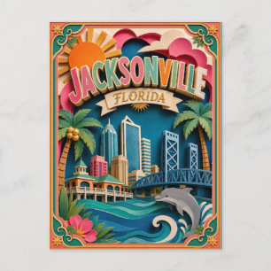 PopCut States Jacksonville Florida Papieren Kunst Briefkaart