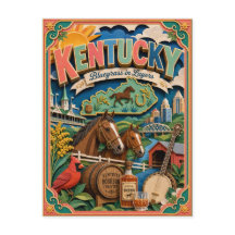 PopCut States Kentucky Kleurrijke 3D Paper Art