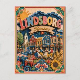 PopCut States Lindsborg Kansas Papieren Kunst Briefkaart