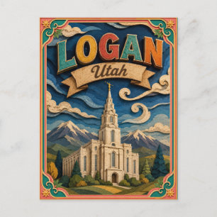PopCut States Logan Utah Papieren Kunst Briefkaart