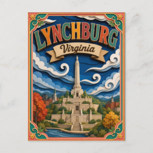 PopCut States Lynchburg Virginia Papieren Kunst Briefkaart