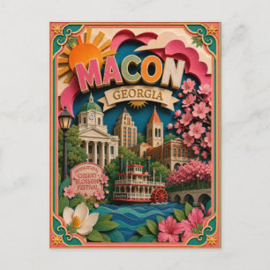 PopCut States Macon Georgia Papieren Kunst Briefkaart