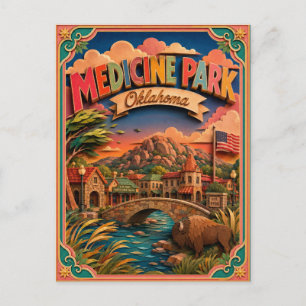 PopCut States Medicine Park Oklahoma Papieren Kuns Briefkaart